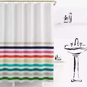 Kate Spade New York Candy Stripe Shower Curtain 72 x 72 Classic Discontinued HTF